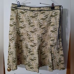 Vintage Cotton Stretch Leaf Print Skirt